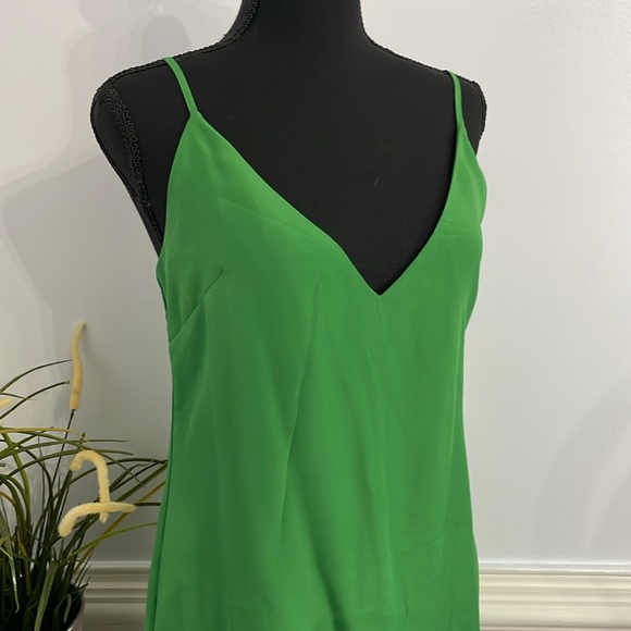 NWOT Friends + Lovers Green Lined V Neck Slip Top M - Picture 2 of 7